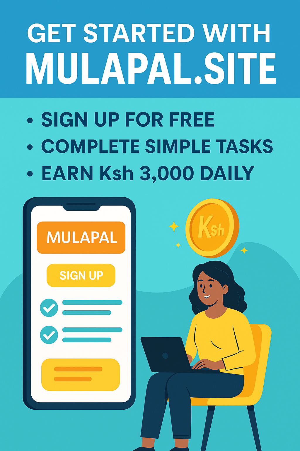 Earn money online with Mulapal - Kenyan woman smiling at phone showing payment